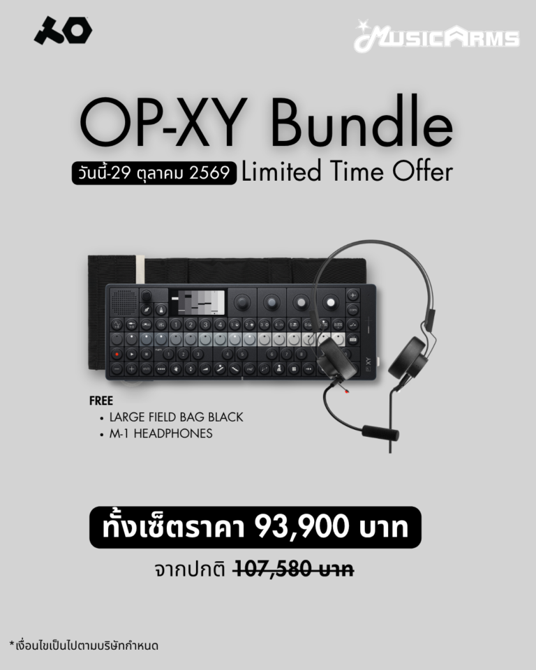 OP‑XY Bundle promotion poster featuring a compact keyboard with headphones, Thai limited-time offer banner, and price of 93,900 baht. ขายราคาพิเศษ