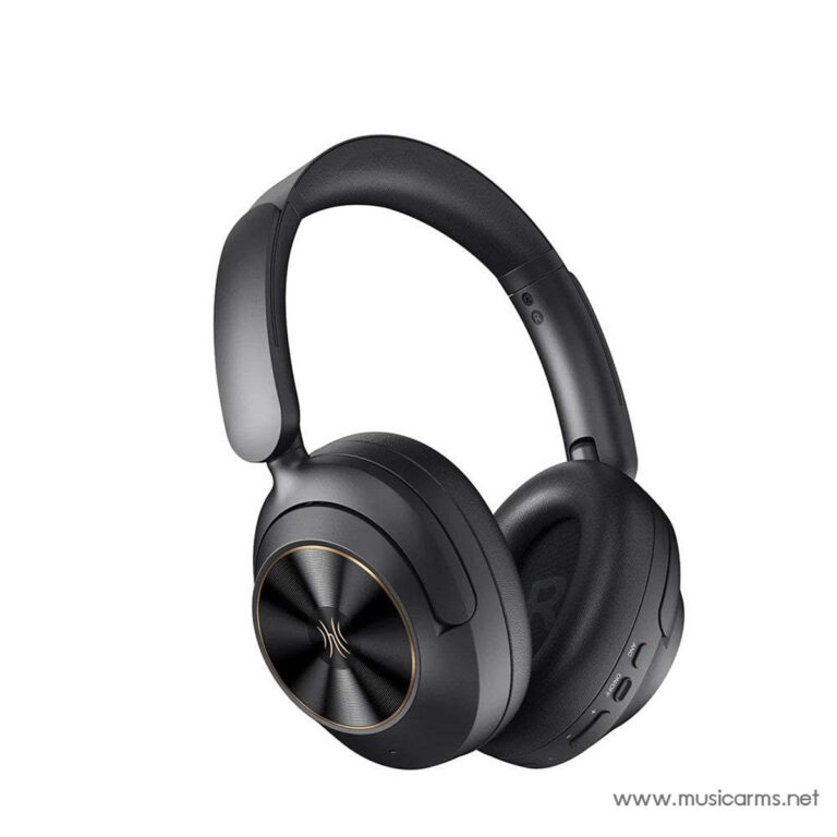 Over-ear black wireless headphones with cushioned headband and metal circular ear cups. Watermark shows 'musicarms.net' ขายราคาพิเศษ