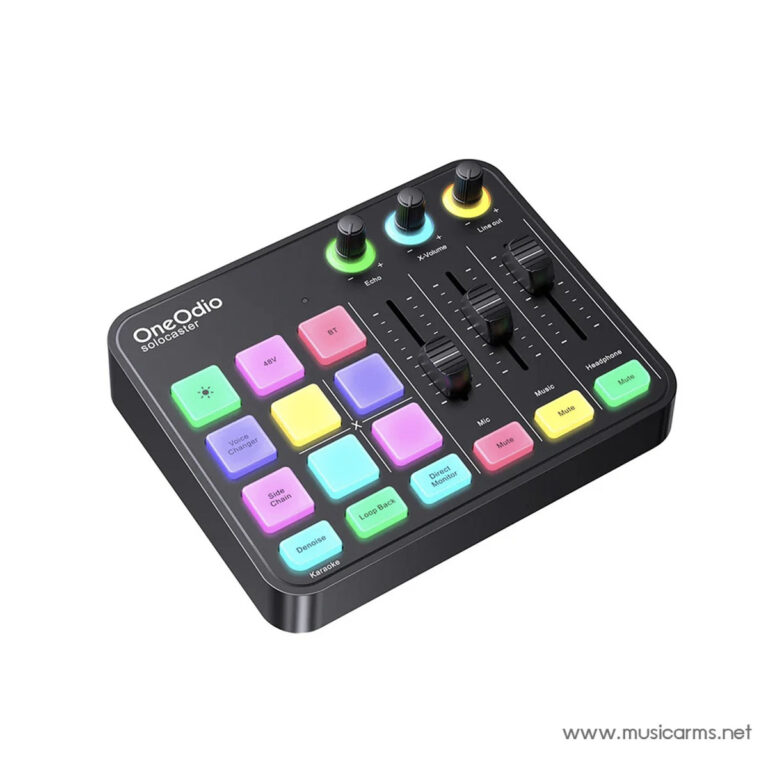OneOdio SoloCaster compact DJ controller with colorful square pads, knobs, and faders for mixing and karaoke. ขายราคาพิเศษ