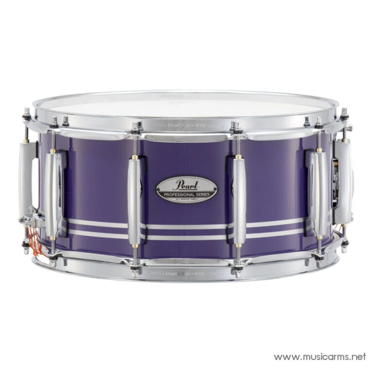 Purple Pearl Professional Series snare drum with chrome hardware and white hoops (studio shot). ขายราคาพิเศษ