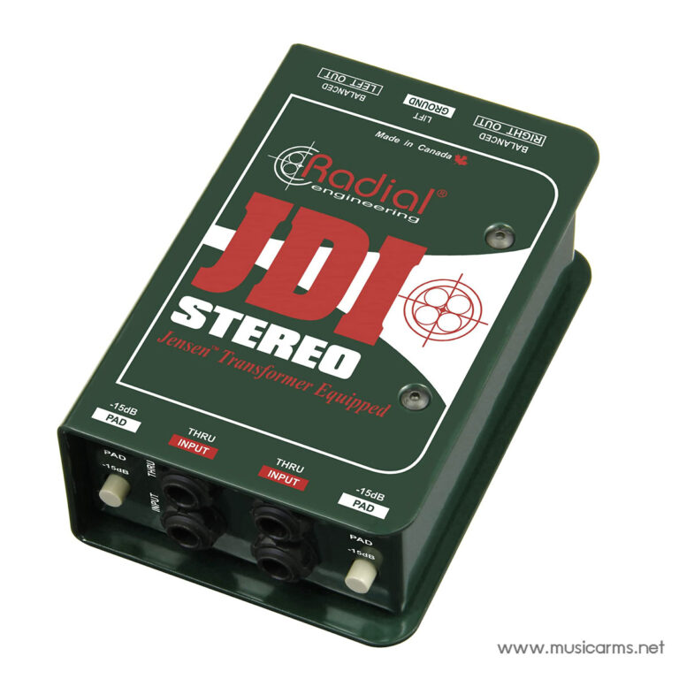 Radial JDI Stereo DI box with Jensen transformer, green metal enclosure and front input/pad controls ขายราคาพิเศษ