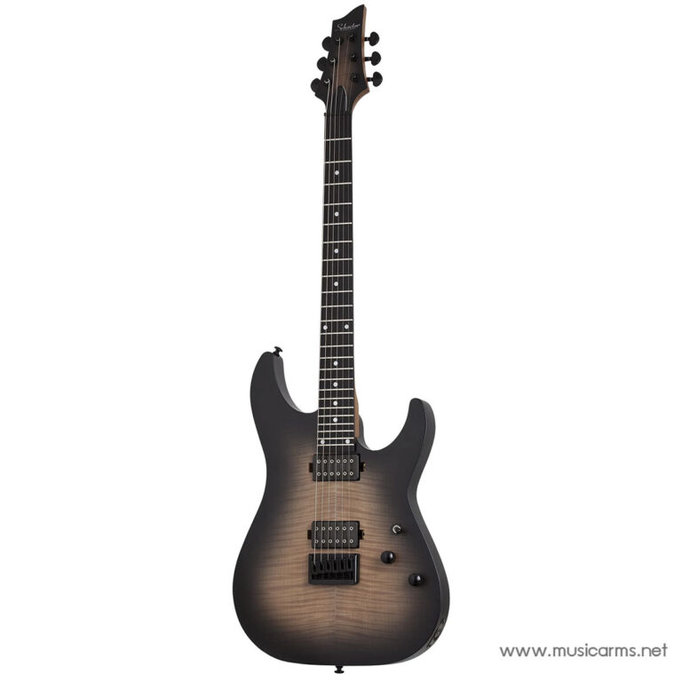 Sunburst solid-body electric guitar with a double-cutaway design, two humbucker pickups, and a black bridge. ขายราคาพิเศษ