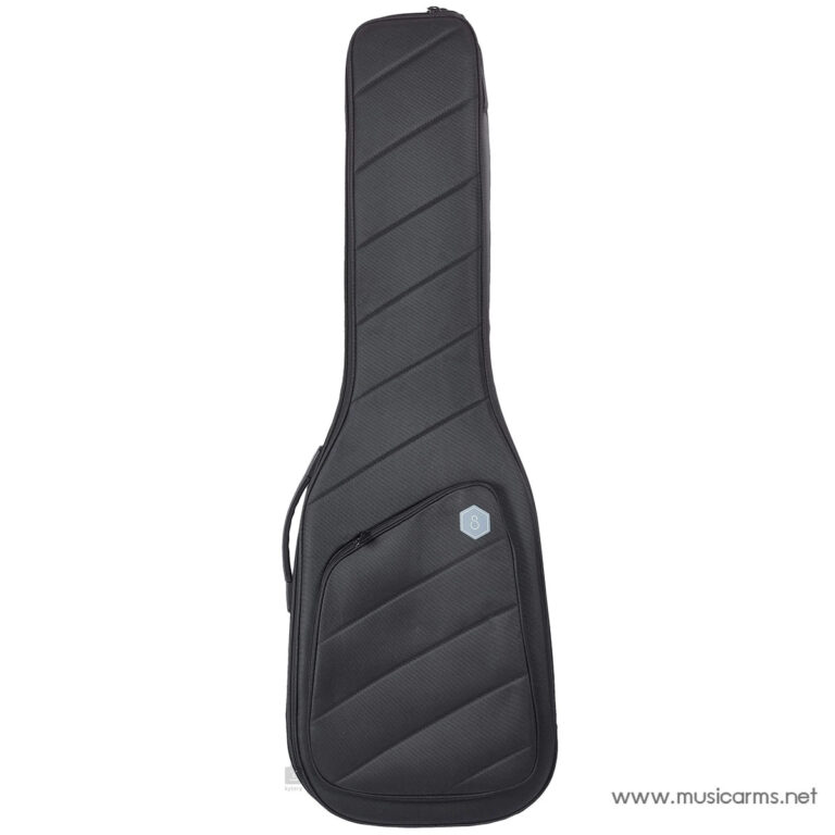 Black hard-shell guitar case with diagonal stitching and a front zip pocket, tall elongated shape and a small hex-logo ขายราคาพิเศษ