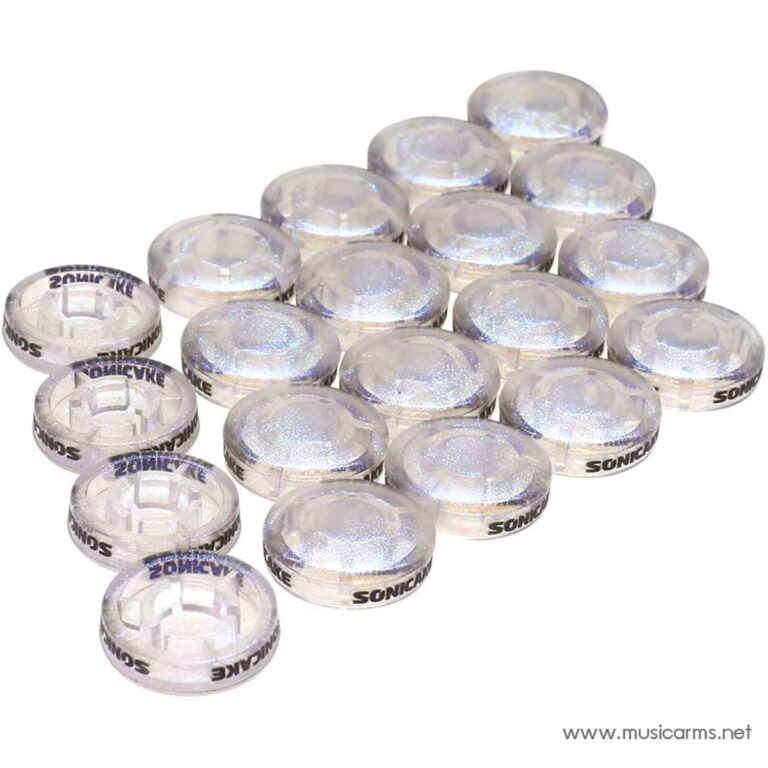 Group of clear, circular caps or buttons arranged in a cluster, rims labeled 'SONICARE' or similar, white background. ขายราคาพิเศษ