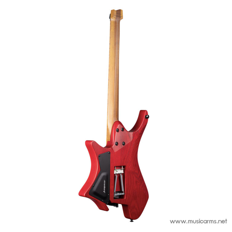 Back view of a red electric guitar, showing the tremolo springs and back cavity cover against a white background. ขายราคาพิเศษ