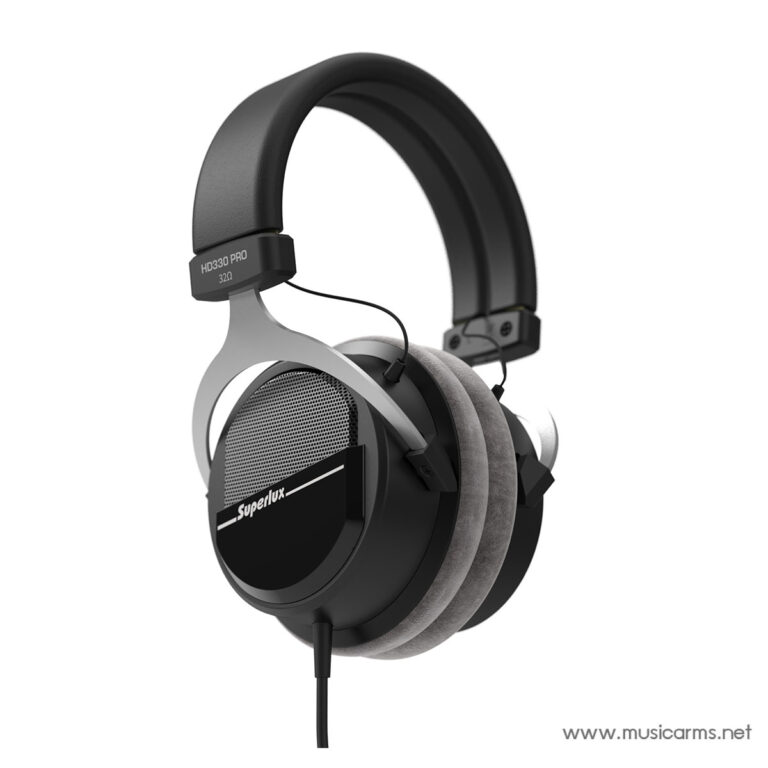 Over-ear black and silver wired headphones labeled HD330 PRO by Superlux, with gray ear cushions. ขายราคาพิเศษ
