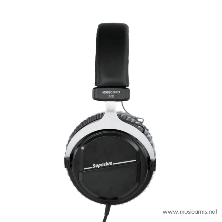 Superlux HD660 Pro over-ear headphones, black with a silver frame and 150Ω resistance, shown against a white background. ขายราคาพิเศษ