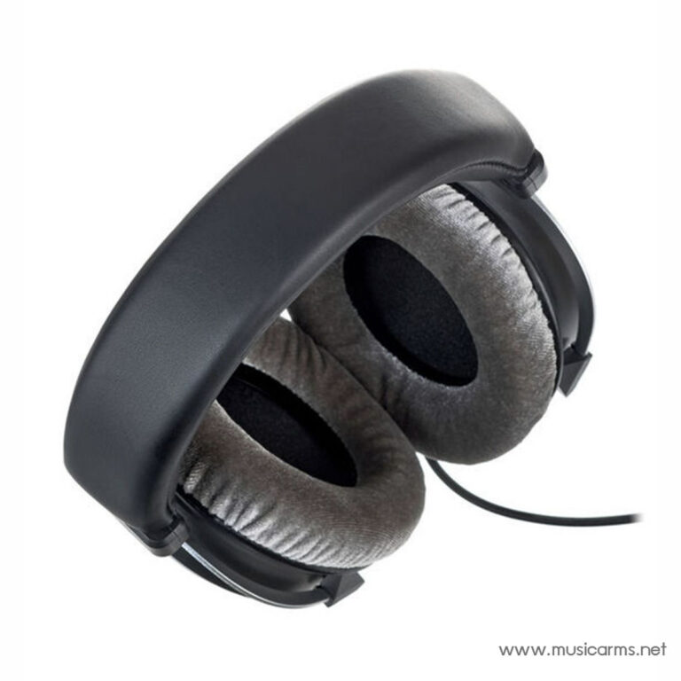 Over-ear headphones with black plastic headband and gray cushioned ear pads, wired connection visible. ขายราคาพิเศษ
