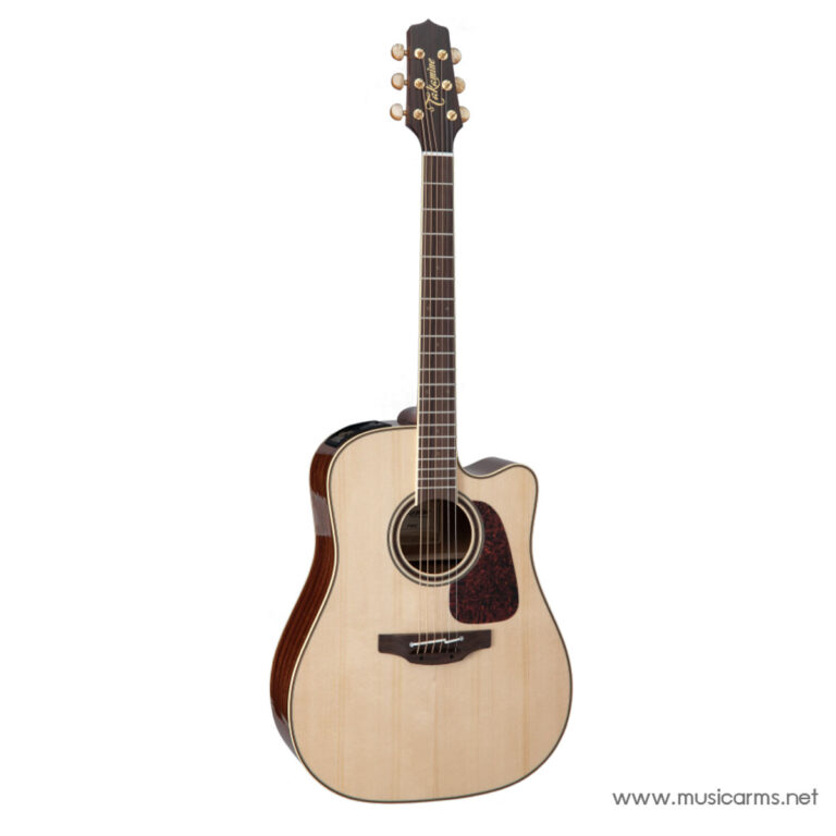 Natural-finish acoustic guitar with a cutaway body, six strings, and a tortoiseshell pickguard. Headstock shows a logo. Watermark visible bottom-right. ขายราคาพิเศษ