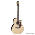 Acoustic guitar with a cutaway body, natural spruce top, dark sides, and a red tortoiseshell pickguard against a white background. ลดราคาพิเศษ