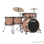 Peach finish drum kit with bass drum, two rack toms, a floor tom, and cymbals on metal stands ลดราคาพิเศษ