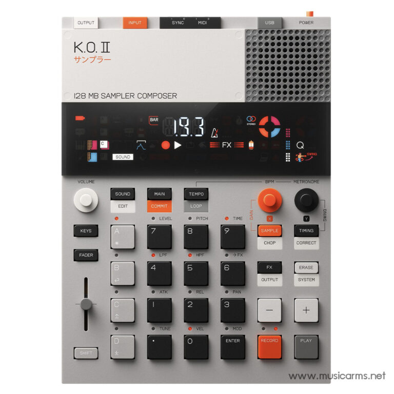 K.O II 128 MB sampler composer hardware unit with a black display panel and orange controls ขายราคาพิเศษ