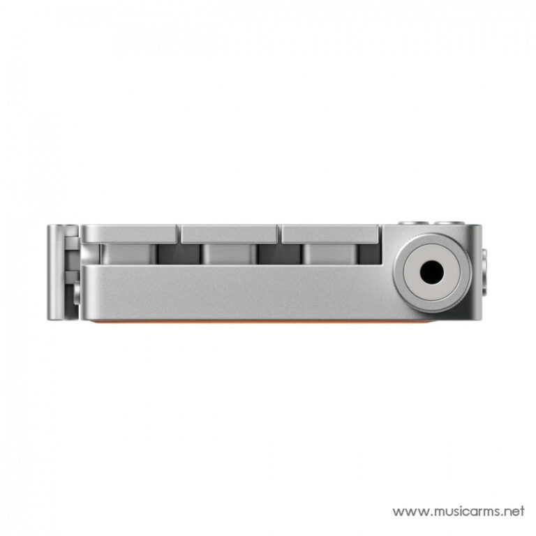 Side view of a compact silver metal device with a large circular hole on the right end and an orange edge beneath. ขายราคาพิเศษ