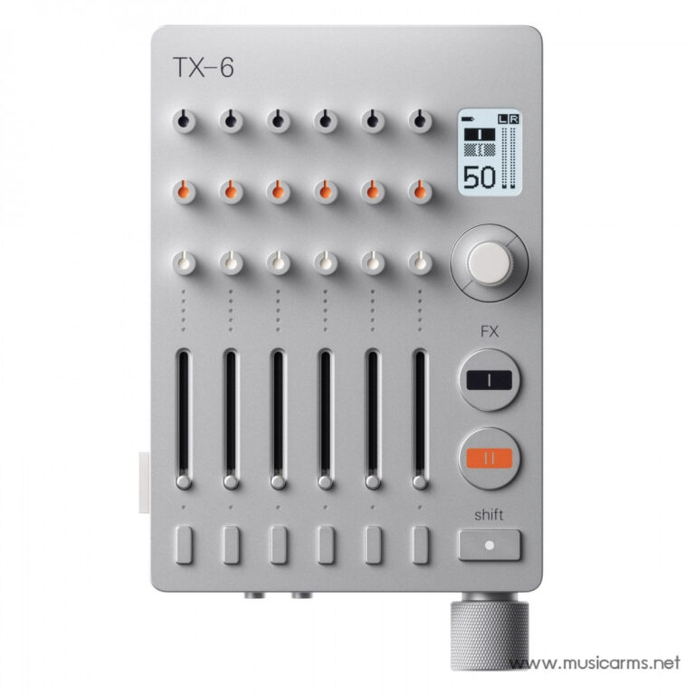 TX-6 step sequencer hardware with six vertical sliders, knobs, and a small display on the right; metallic panel appearance. ขายราคาพิเศษ