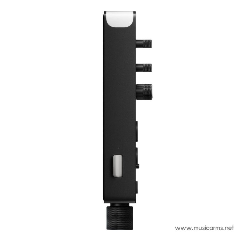 Side view of a black compact audio device with three knurled control knobs on the right and a larger bottom knob. ขายราคาพิเศษ