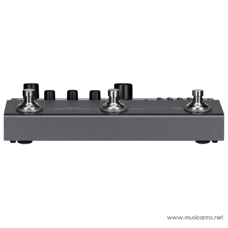 Compact guitar effects pedal with three large footswitches and multiple control knobs on a gray metal chassis ขายราคาพิเศษ
