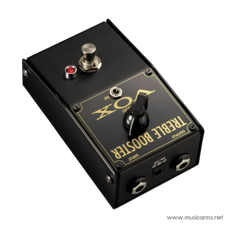 Black guitar effects pedal labeled 'Treble Booster' with input/output jacks and a stomp switch on top. ขายราคาพิเศษ