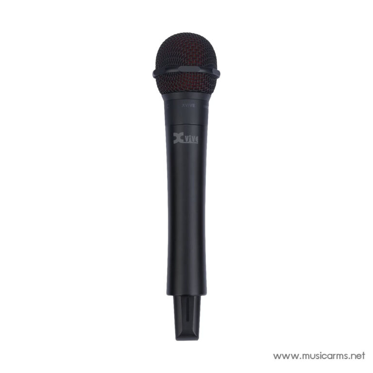Black handheld microphone with a dark body and metal grille, featuring Xvive branding, on a white background. ขายราคาพิเศษ