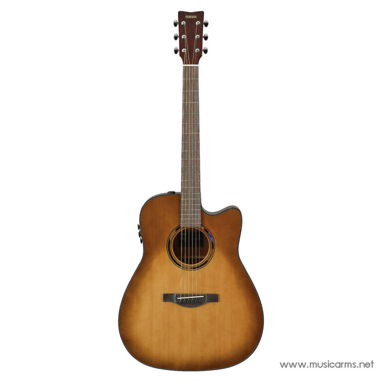 Yamaha acoustic guitar with a warm sunburst finish and a single cutaway, shown from the front. ขายราคาพิเศษ