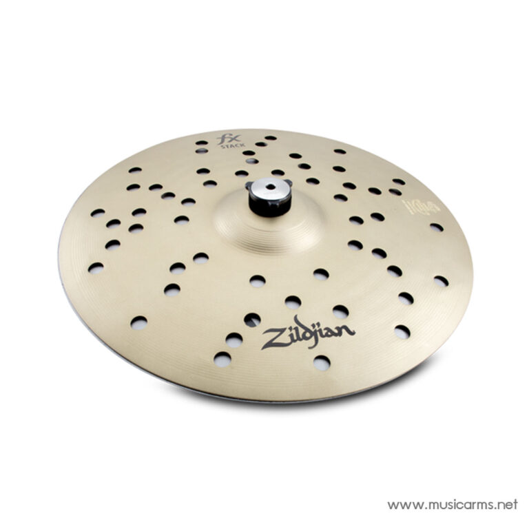 Gold Zildjian perforated cymbal with numerous holes, viewed from above. ขายราคาพิเศษ
