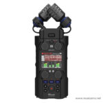 Zoom H5 Handy Recorder with two X/Y mic capsules mounted on top, black handheld audio device with screen and dials. ลดราคาพิเศษ