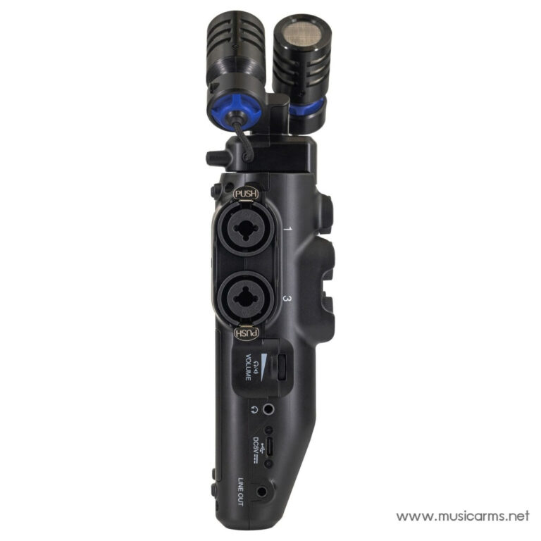 Handheld professional field recorder with dual microphone capsules on top and side input ports. ขายราคาพิเศษ