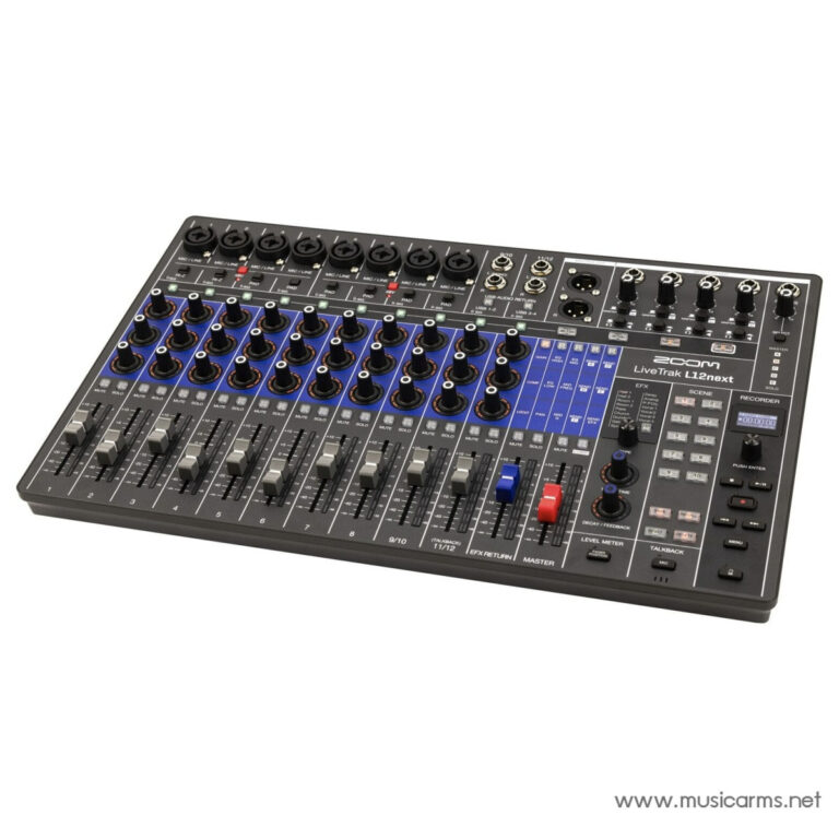 Zoom LiveTrak L12Next multi-channel audio mixer with 12 input channels, faders and knobs for mixing and control. ขายราคาพิเศษ