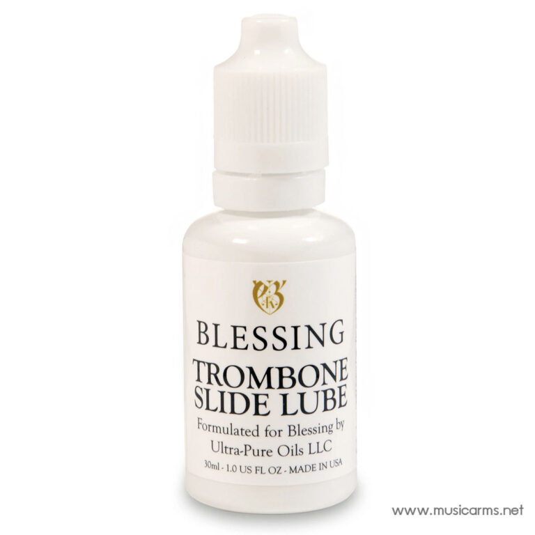 White bottle of Blessing Trombone Slide Lube, 30 ml, by Ultra-Pure Oils LLC, product photo on white background. ขายราคาพิเศษ