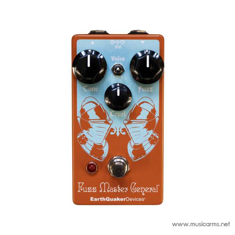 Orange EarthQuaker Devices Fuzz Master General guitar pedal with three black knobs labeled Tone, Fuzz and Level and a red LED indicator. ขายราคาพิเศษ