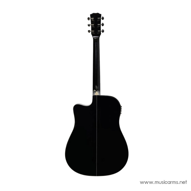 Back view of a black acoustic guitar with a central seam, shown against a white background. ขายราคาพิเศษ