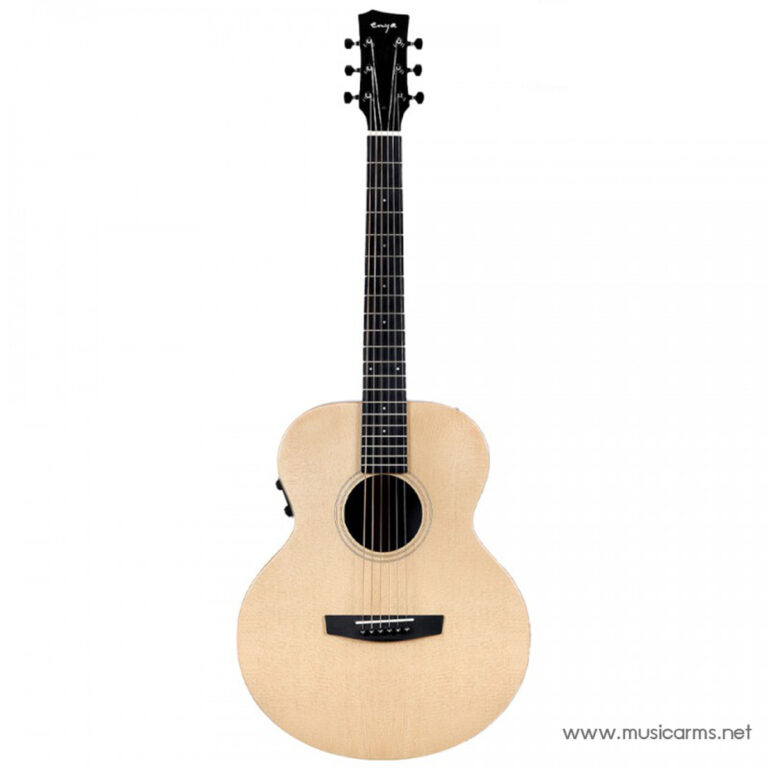 Light-colored acoustic guitar with a dark fretboard and six strings shown against a white background. ขายราคาพิเศษ