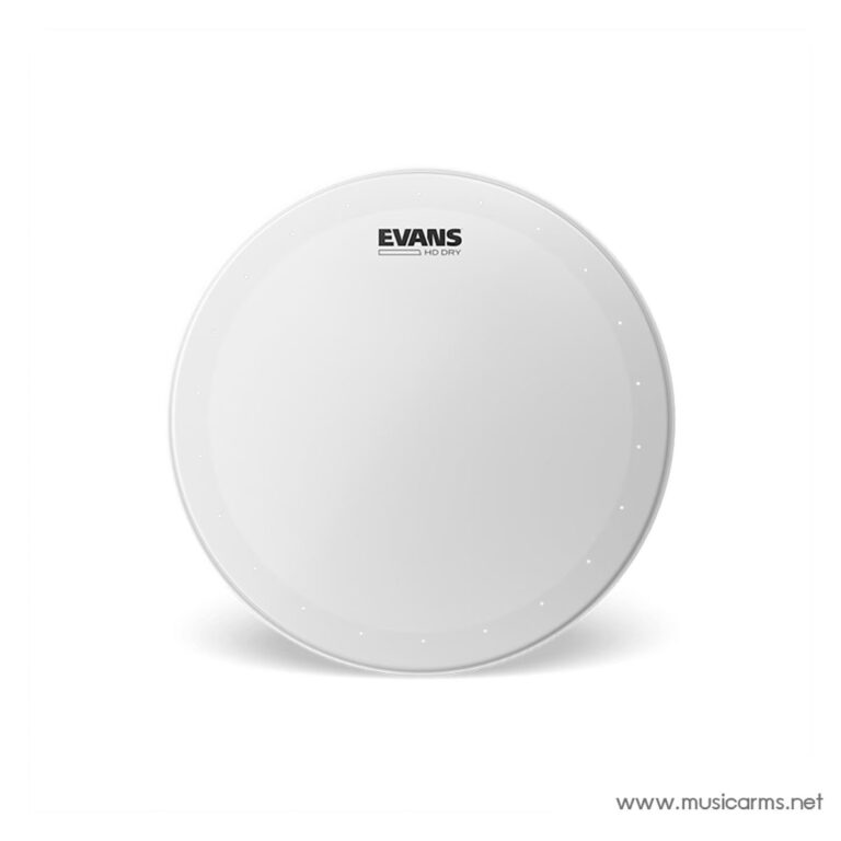 White Evans HD Dry drum head viewed head-on, circular with tiny perforations around the rim against a white background (product photo). ขายราคาพิเศษ