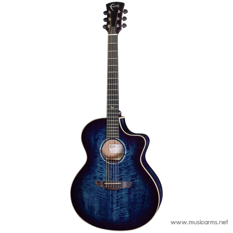 Blue burst acoustic guitar with a cutaway, Faith logo on the headstock, photographed against a white background. ขายราคาพิเศษ