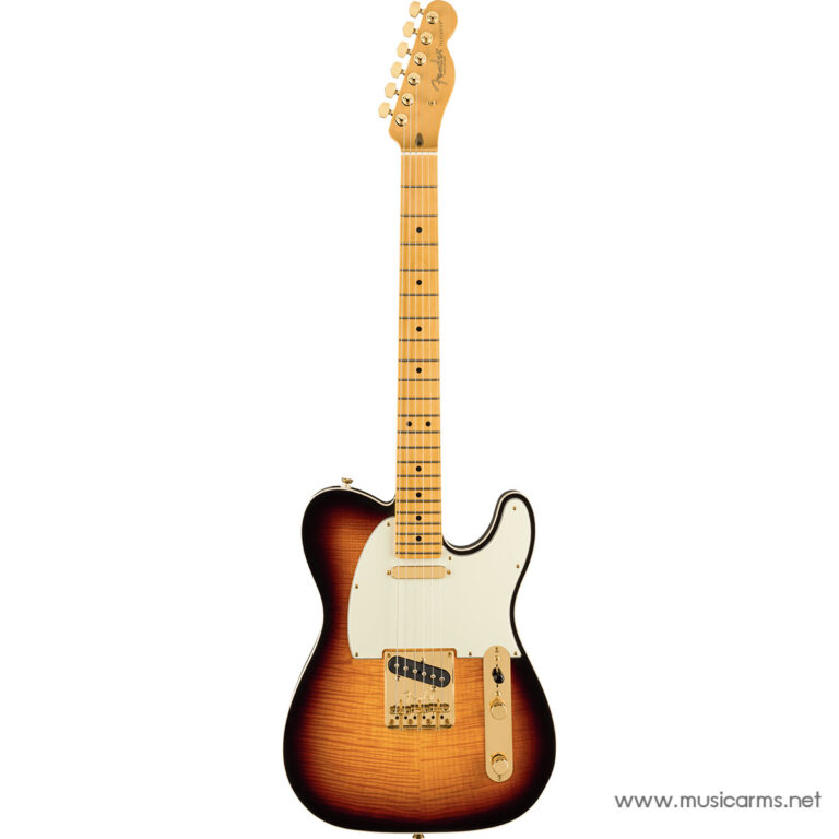 Sunburst Fender Telecaster-style electric guitar with maple neck and cream pickguard ขายราคาพิเศษ
