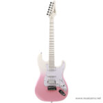 Fender Stratocaster-style electric guitar with a white-to-pink gradient finish and white pickguard, shown against a white background ลดราคาพิเศษ