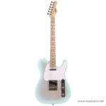 Mint teal Telecaster-style electric guitar with a maple neck, white pickguard, and chrome hardware on a white background. ขายราคาพิเศษ