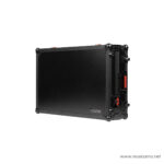 Black hard road case with reinforced corners, red handles, and latches, angled side view for transporting gear. ลดราคาพิเศษ