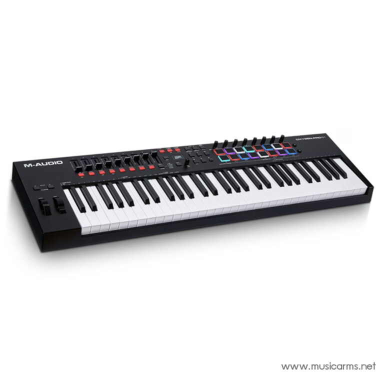 M‑Audio MIDI keyboard controller with 61 keys, knobs and colorful RGB pads on the top right. ขายราคาพิเศษ