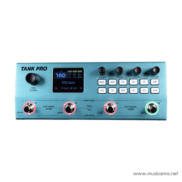 Blue Tank Pro multi-effects guitar pedal with screen and multiple knobs and footswitches for tuning and loops ขายราคาพิเศษ