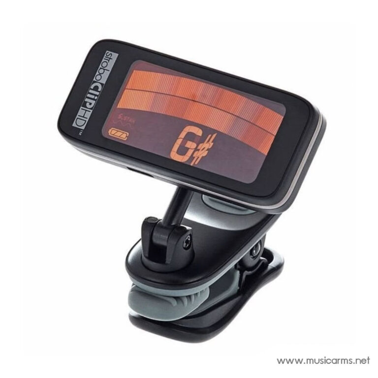 Clamp-on adjustable phone/tablet holder mounted on a swiveling joint with a padded clamp grip. ขายราคาพิเศษ