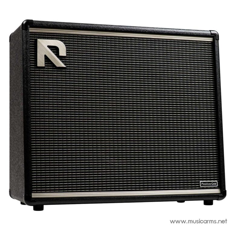Black guitar amplifier cabinet with a metal grille and Positive Grid badge on the lower right corner. ขายราคาพิเศษ