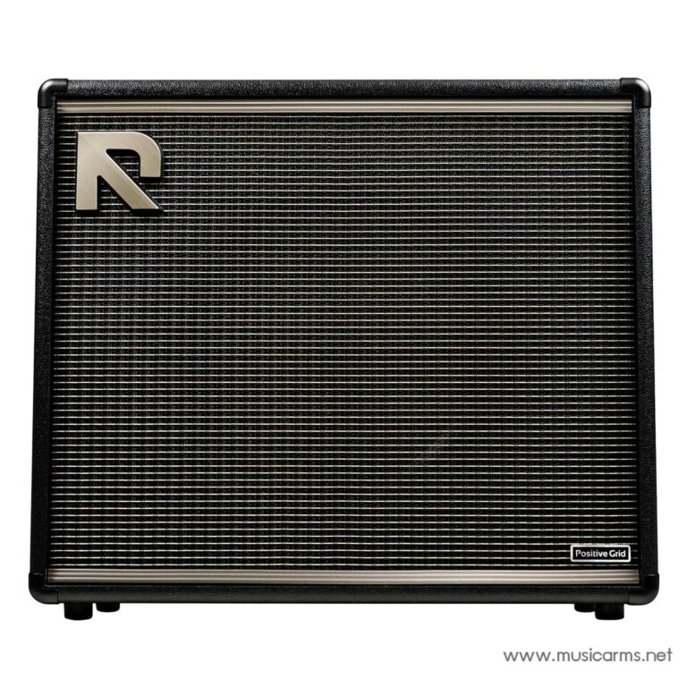 Guitar amplifier cabinet with black grille and a metallic logo in the upper left corner, Positive Grid label bottom right corner ขายราคาพิเศษ