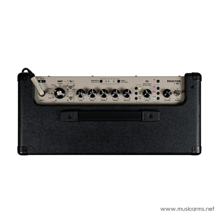 Black guitar amplifier combo with beige front panel and multiple knobs; input on the left side and a carry handle on top edge of the cabinet. ขายราคาพิเศษ