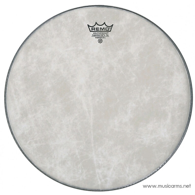 Round drum head with a worn, off-white surface and the REMO logo near the top center. ขายราคาพิเศษ