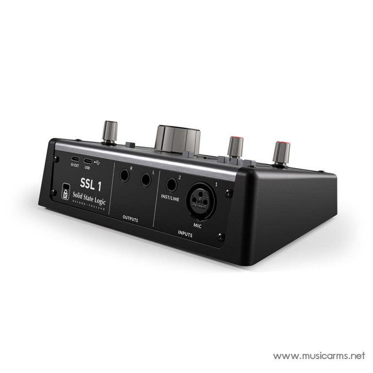 Front panel of a SSL 1 audio interface showing mic input, inst/line input, and multiple outputs on a black metal chassis, angled view. ขายราคาพิเศษ