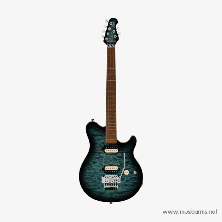 Teal quilted-maple electric guitar with a Floyd Rose tremolo and cream pickups on a white background. ขายราคาพิเศษ