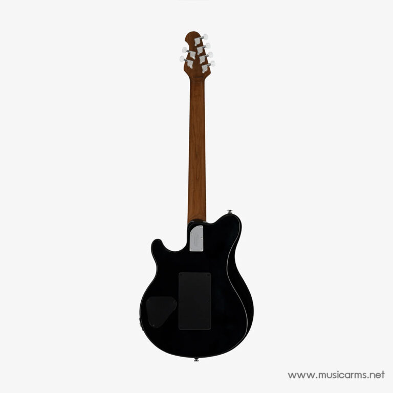 Back view of a glossy black solid-body electric guitar with a brown neck and headstock on a light background. ขายราคาพิเศษ