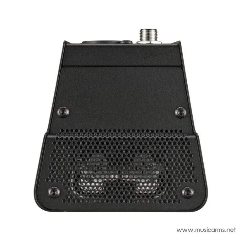 Black guitar effects pedal with perforated front grille and a silver input jack on top. ขายราคาพิเศษ