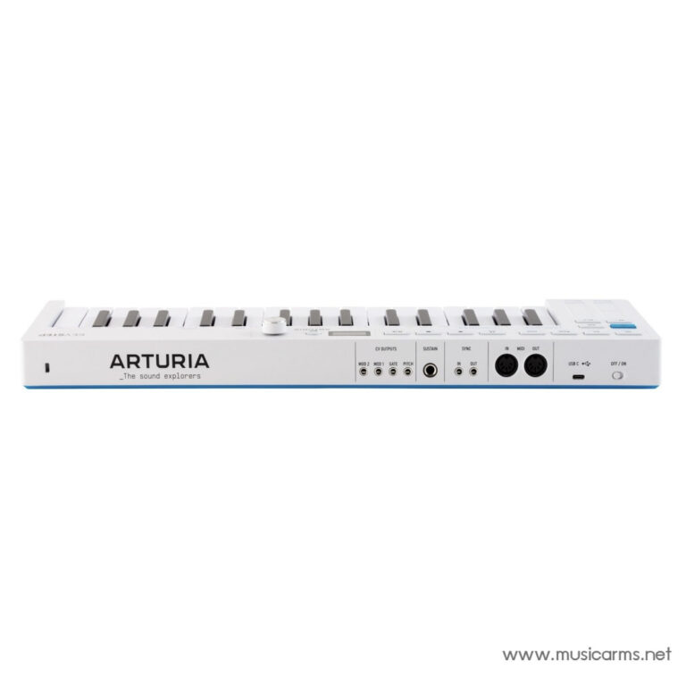White Arturia hardware synthesizer keyboard with multiple keys and front-panel controls, set against a white background. ขายราคาพิเศษ