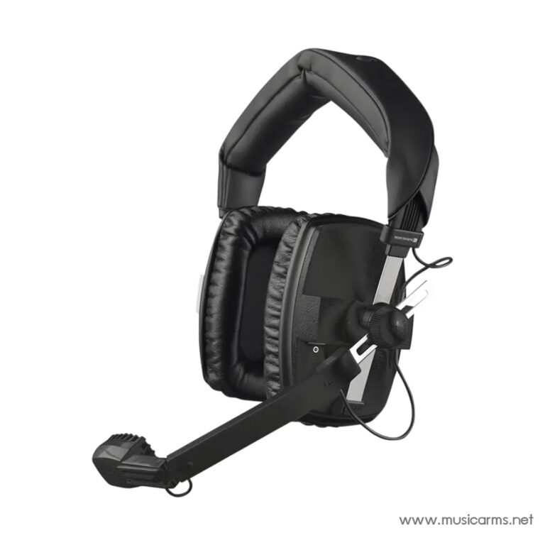 Black over-ear gaming headset with a flexible boom microphone and padded ear cups on a white background. ขายราคาพิเศษ
